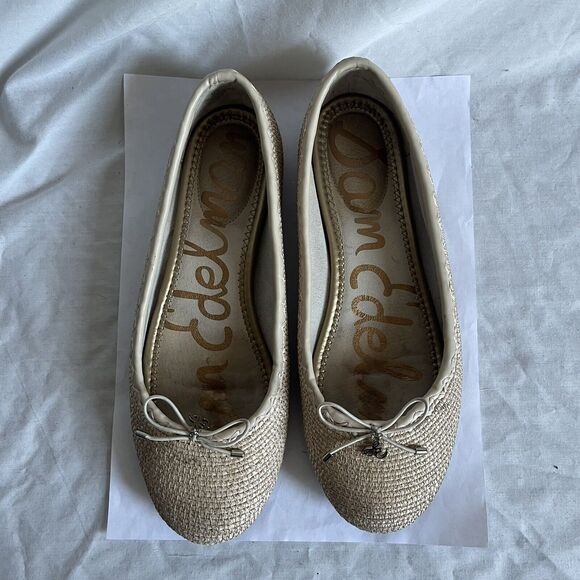 Sam Edelman Falcon Raffia Ballet Flats Casual Chic Slip On Shoes Tan Women 7.5 - Picture 3 of 8
